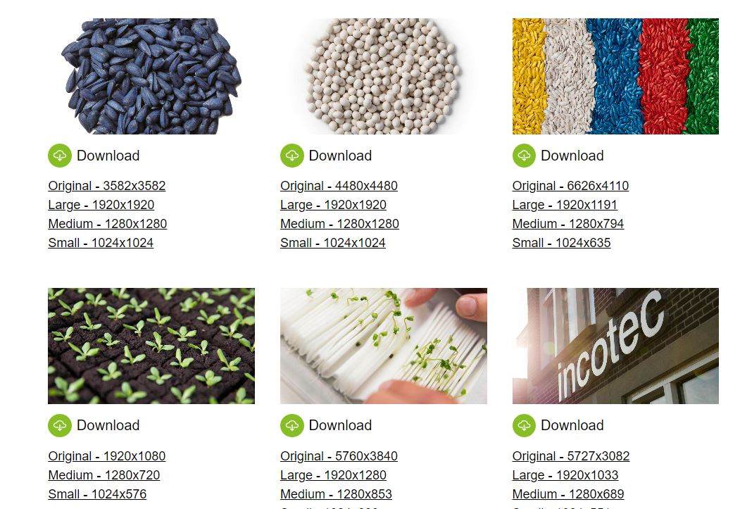 Thumbnails of Incotec images